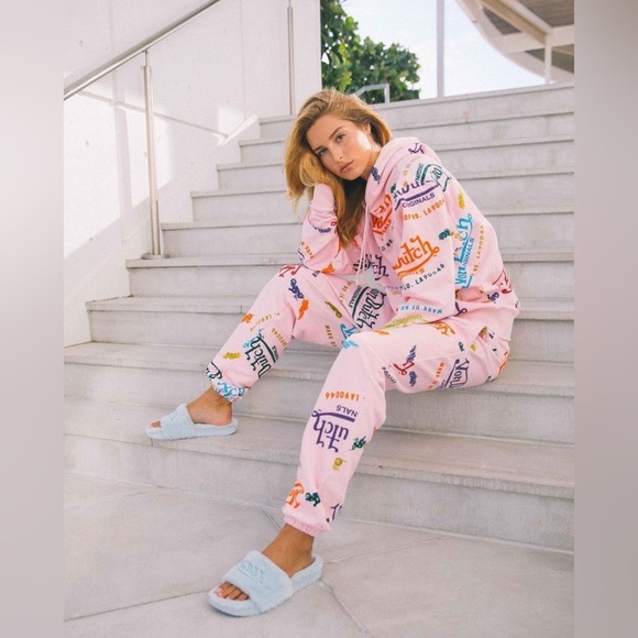 Von Dutch Unisex Pink All Over Print Sweatpants/Joggers |LIMITED EDITION|NEW/NWT - Picture 2 of 16